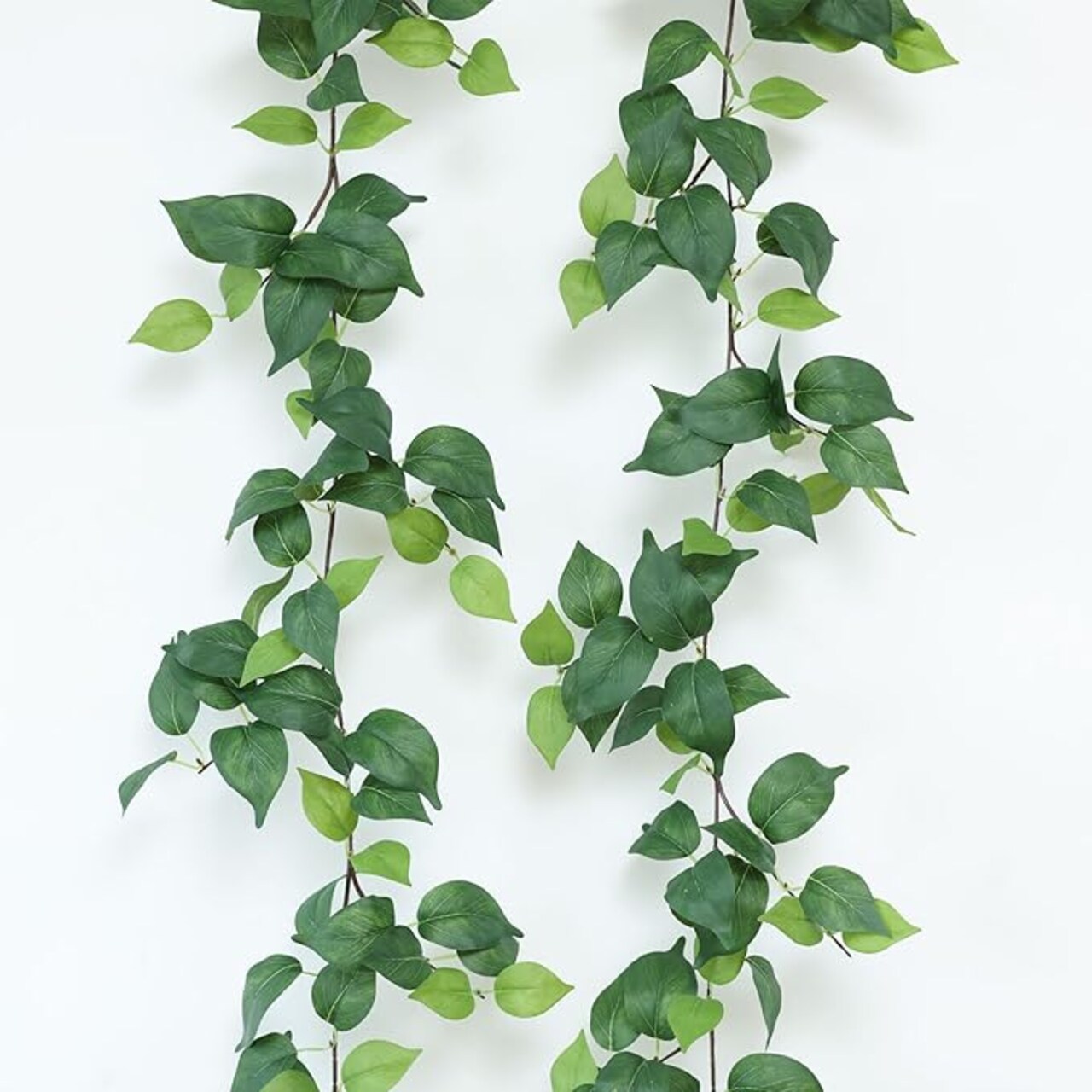 2 Strands Artificial Scindaps Vines Garland 73" Fake Vine with Silk Green Leaves Faux Hanging Plants Greenery Decoration for Bedroom Wall Party Wedding Apartment Room Decor (Scindapsus)